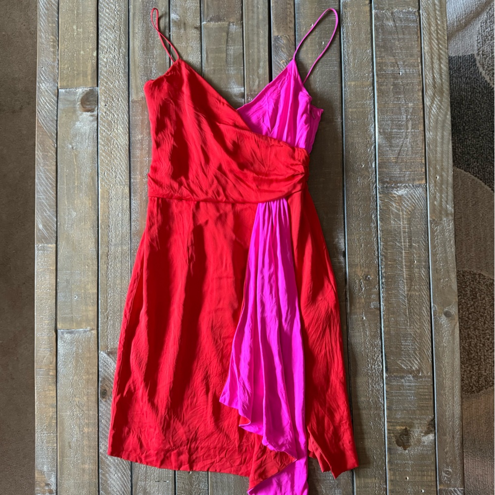 MILLY Cindy Silk Red/Fuchsi Dress